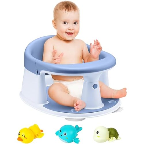 Baby Bath Seat, Infant/Toddler Sit Up Bathtub Seat for 6-12-24 Months, Baby Bath Essentials, Great Shower Gifts for Newborn and New Mothers