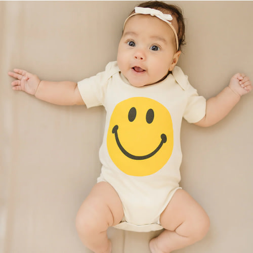 Yellow Smiley Face Organic Baby Onesie® – Urban Baby Co.