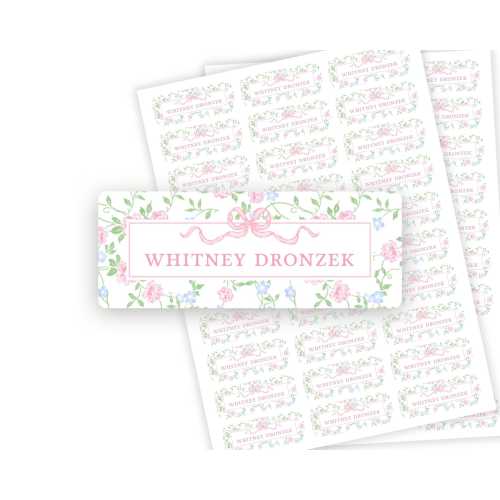 Personalized Name Labels | Water Resistant Labels for Kids | Set of 60 | Back to School Supply | Custom Daycare Name Stickers | Floral Vines