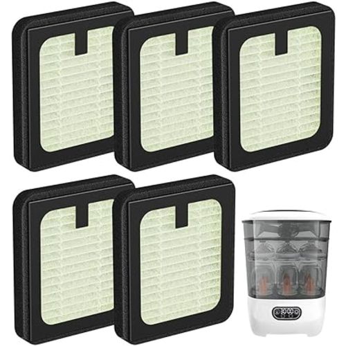 Dryer Advanced HEPA Filter Replacement for Baby Brezza Baby Bottle Washer, Sterilizer and Dryer Advanced Air Filter Parts(Not for Pro), 5 Pack