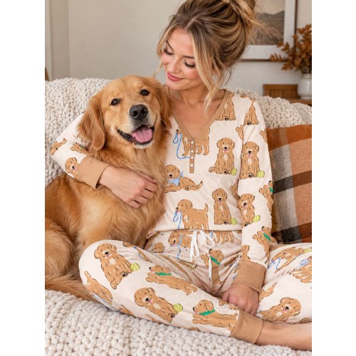 Golden Puppy Playtime Bamboo Women Pajama Set – Zumbamboo
