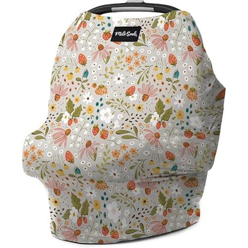 Milk Snob Original 5-in-1 Cover - Nursing Cover for Breastfeeding - Baby Carseat Canopy & Stroller - Essential All-in-One Design - Gift for Mom, Baby (Strawberry Fields)