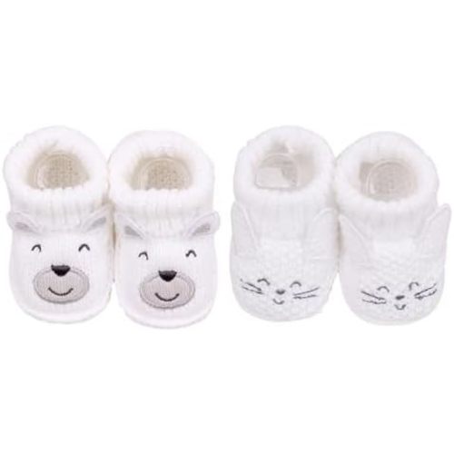 2 Pairs Cute Knitted Baby Booties, cute animal Infant Socks Shoes, Soft Non-Slip Newborn Footwear, 0-3 Months