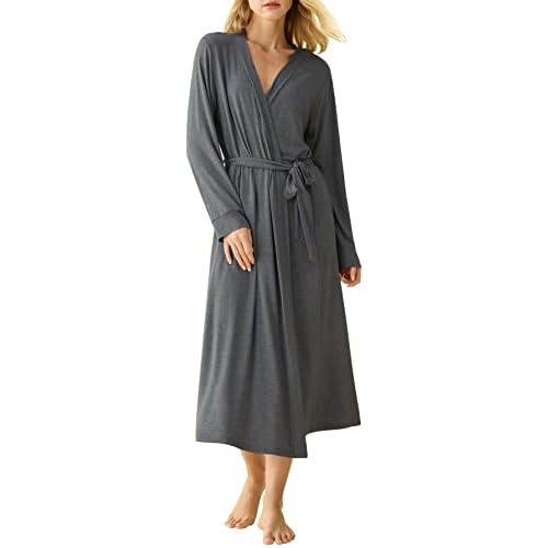 Latuza Women's Viscose Robes Long Sleeves Bathrobe with Pockets