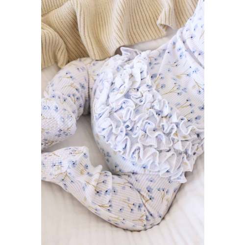 Blakes Blooms Bamboo Waffle Ruffle Zipper Footie