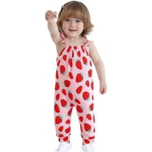 SUNNY PIGGY Baby Girl Clothes Infant Sleeveless Jumpsuit One Piece Romper Newborn Overalls Outfits Bodysuit with Hat