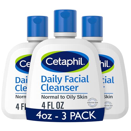 Cetaphil Daily Facial Cleanser, Oily & Combination Skin, 4oz, 3ct | Soap-Free, Hypoallergenic, Sensitive To Oily Skin, Non-Irritating Foam, Dermatologist Recommended, Bulk Value 3-Pack