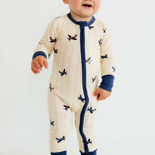 Airplane Zipper Romper | Bamboo Baby Pajamas | In My Jammers