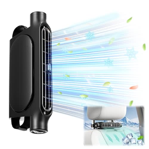 Fastsun Mini Car Mounted Seat Back Cooling Fan Portable Vehicle Fan 3 Speed Headrest Silent Cooler Car Seat Cooling Fan for SUV RV Truck Sedan Mini Seat Fan for Office for Kids (Black)