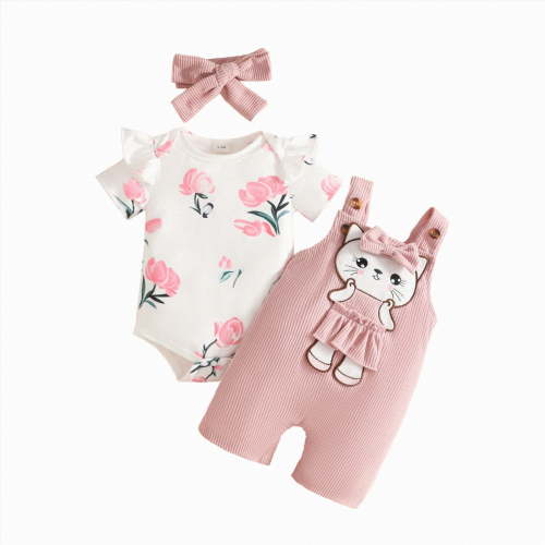 JUMEYU Baby Girl Romper Newborn Newborn Baby Girls Romper Jumpsuit Infant Girl Summer 0 3 6 9 12 18 24 Months (Pink,6-12 Months)