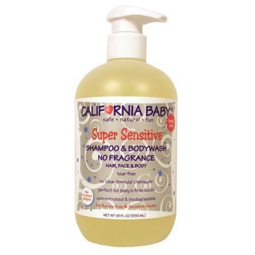 California Baby Super Sensitive Baby Shampoo + Baby Wash | 100% Plant-Based | Unscented Body Wash For Sensitive Skin | Hypoallergenic | 562 mL / 19 oz