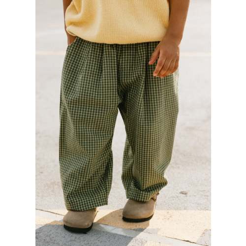 Check Pant- Olive & Cream
