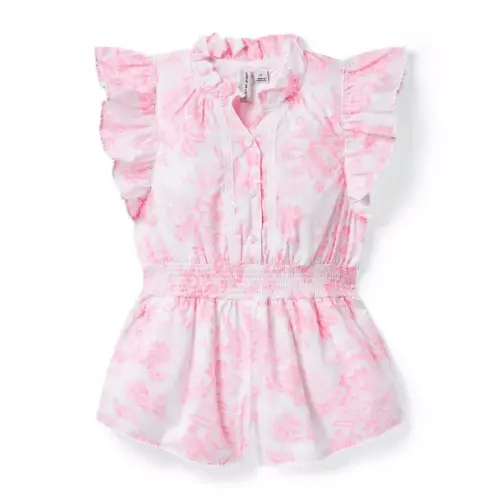Girl Sweet Pink Floral Toile THINK PINK Floral Toile Romper by Janie and Jack