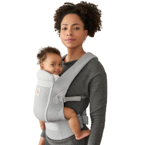 Ergobaby Omni Lite Mesh Carrier for Babies 0-24 Months | Ergonomic Infant Carrier with Head and Neck Support, Hip-Healthy Positioning, Pearl Grey
