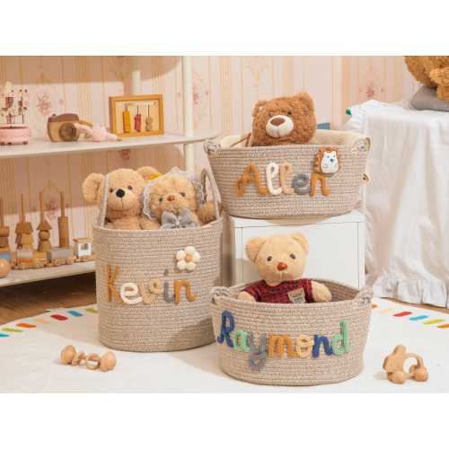 Personalized Baby Shower Gift Basket, Custom Name Woven Nursery Basket, Monogram Newborn Baby Gift, Baby Shower Gift