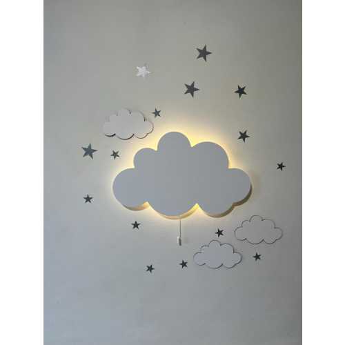 Cloud Night Light, Wooden Wall Led Light, Nursery Nightlight, Baby Room Decor
