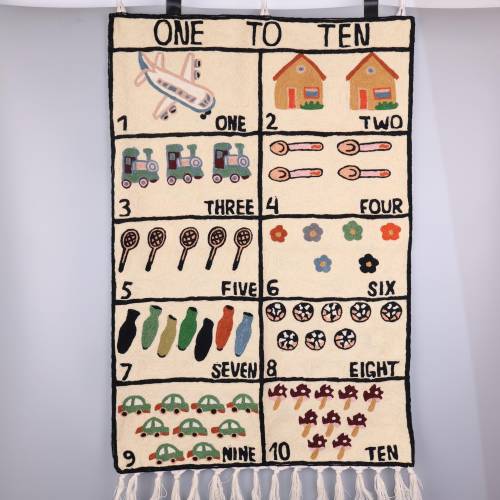 Handmade 1 To 10 Tapestry For Kids | Unique Baby Shower Gift | Kashmir Wall Hanging