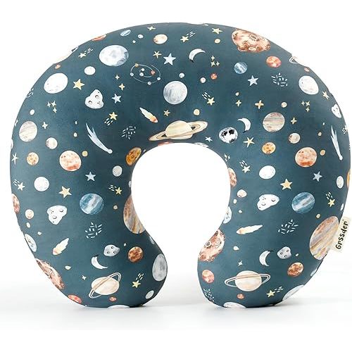 GRSSDER Reversible Nursing Pillow Cover, Ultra Soft Stretchy Minky Removable Nursing Covers Fitted for Breastfeeding Pillows Snug and Safe, Comfortable Slipcover for Boys, Stylish Original Print