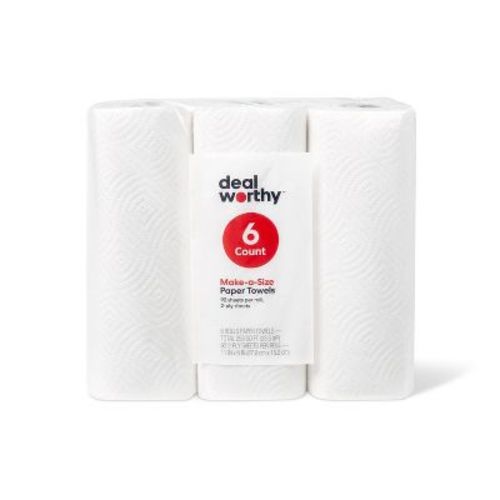 Make-A-Size Paper Towels - 6 Regular Rolls - 2-Ply - 92 Sheets - Dealworthy™