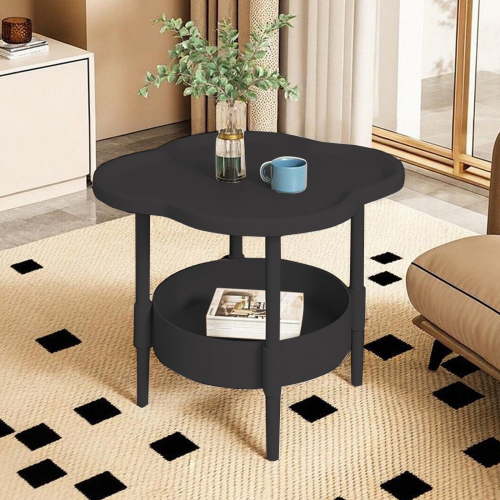 Deeceymbur Kids Bedside Table for Kids Room Bedside Table 2-Tier Round Open Shelf Rack for Bedroom Living Room Office Bathroom Black