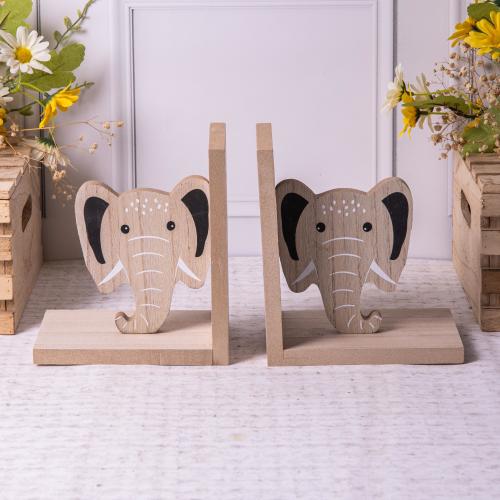 Elephant Wooden Bookends Safari Jungle Baby Childrens Animal Nursery Decor