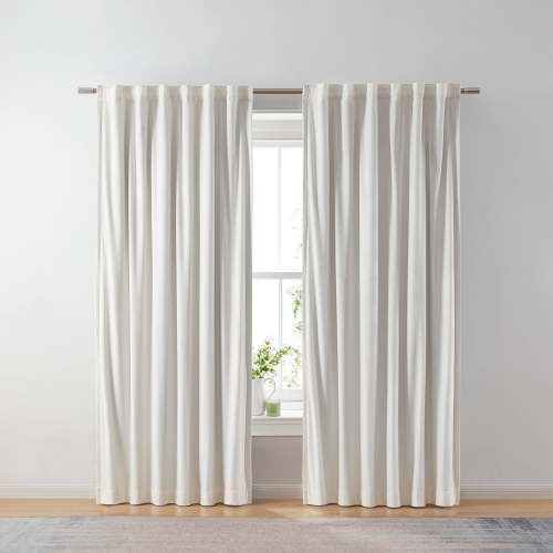 Better Homes & Gardens Dutch Velvet Solid 100% Blackout Single Curtain Panel, Off White, 52" W x 95" L