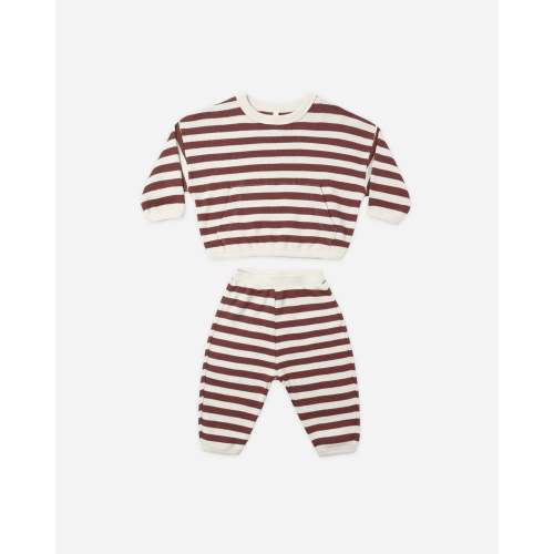 Waffle Slouch Set Black Cherry Stripe – Quincy Mae