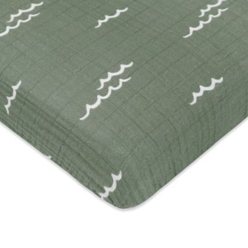Babyletto Mini Crib Sheet in GOTS Certified Organic Muslin Cotton - Ocean Waves