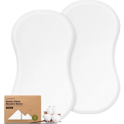 2pk Waterproof Bassinet Sheets Girls, Boys 83x43 Universal Fit (Soft White)