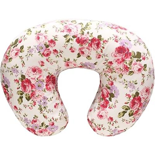 LAT Nursing Pillow for Breastfeeding,100% Cotton Removable Cover,Ergonomic Breast Feeding Pillows for Mom and Baby,Machine Washable(Flower)
