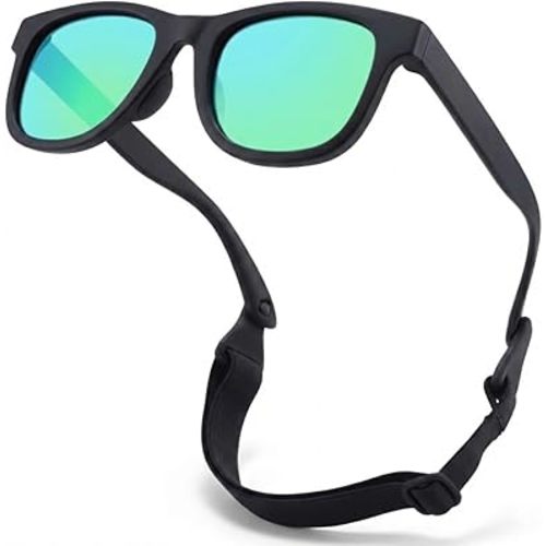 Polarized Baby Sunglasses with Strap - Unbreakable Infant Sunglasses for Newborn Toddler Boys Girls Age 0-12 Months