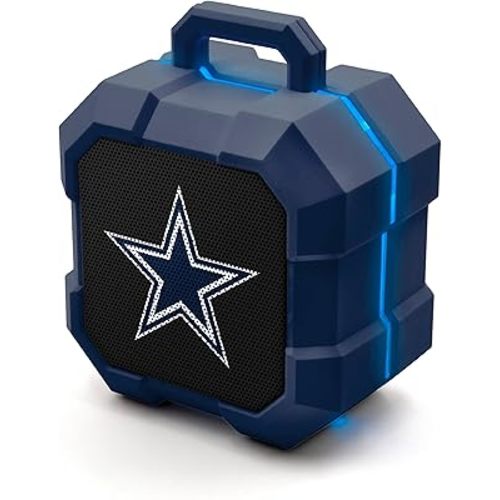 SOAR NFL Shockbox LED Wireless Bluetooth Speaker - Water Resistant IPX4, 5.0 Bluetooth with Over 5 Hours of Play Time - Small Portable Speaker - Officially Licensed NFL, Perfect Home & Outdoor Speaker