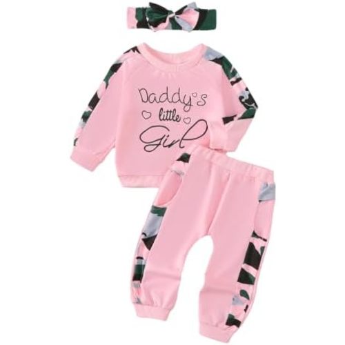 AMAWMW Infant Baby Girl Clothes Long Sleeve Loose Sweatshirts Pockets Pants Headband Outfits Fall Winter Spring Gift