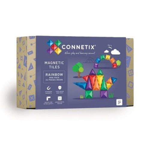 CONNETIX Magnetic Tiles Rainbow Mini Pack Building Blocks 24pc: Educational & Creative Toy Set