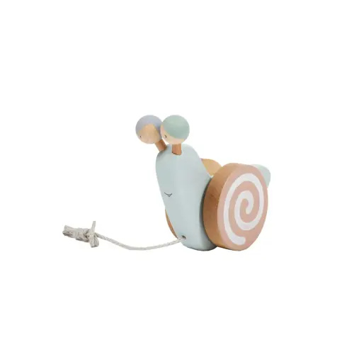 Wooden Snail Pull Toy - Blue