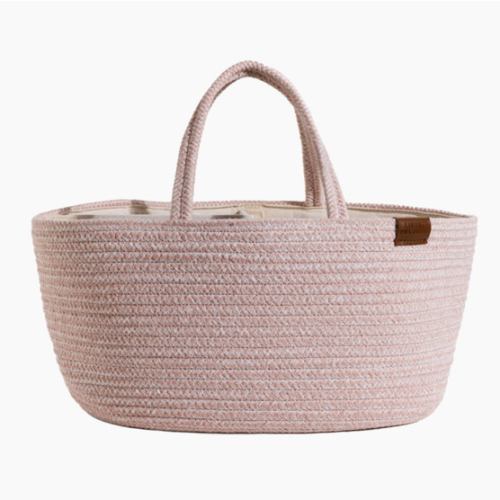 Cotton Rope Storage Caddy with Divider - Pink