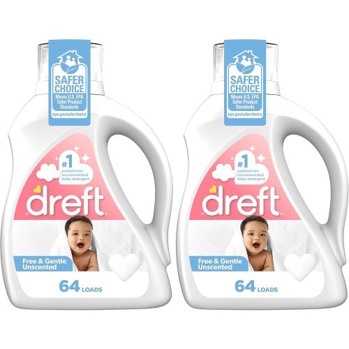 Dreft Liquid Laundry Baby Detergent Unscented 92 fl oz 64 loads (Pack of 2)