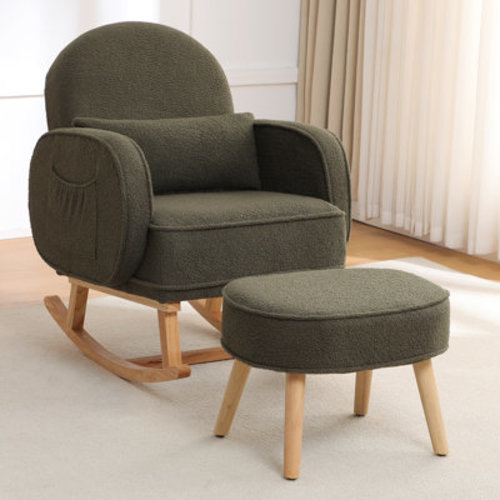 Isabelle & Max™ Upholstered Teddy Rocking Chair With Ottoman & Reviews | Wayfair