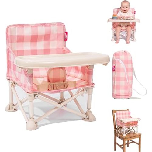 3-in-1 Portable Baby Chair, Foldable Travel Booster Seat, Anti-Tip