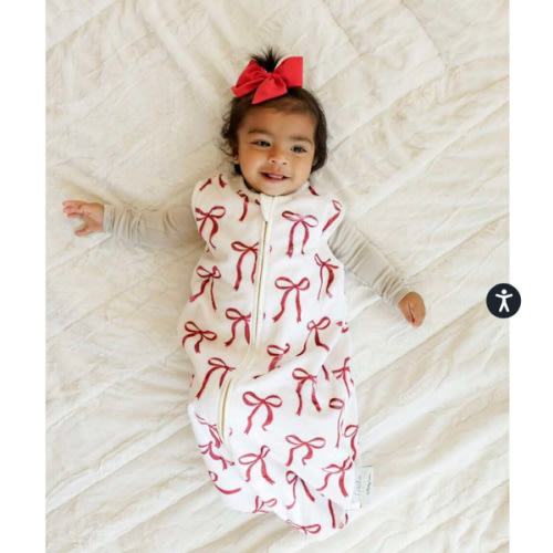 Red Ribbon Bows Wearable Minky Blanket | Minky Couture