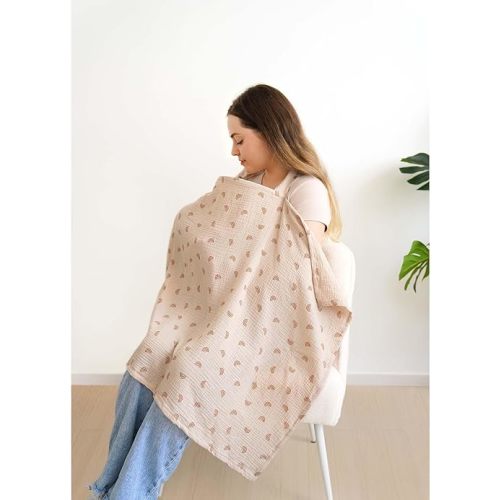 MairMore 100% Muslin Cotton Nursing Cover with Arch Neckline for Women