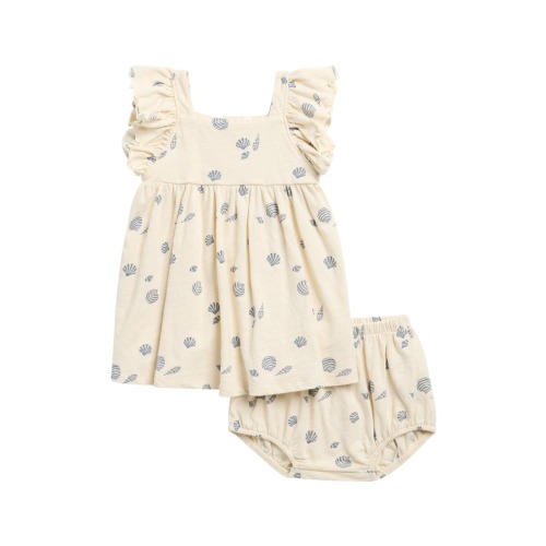 Mariposa Ruffle Cotton Dress with Bloomers, 3-6M
