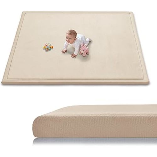 RONGFA Baby Play Mat for Floor,1.3" Thick Elasti-Foam Playpen Mat for Tummy Time, Easy Care with Non-Slip Cushioned for Infant,Kids and Toddler Crawling