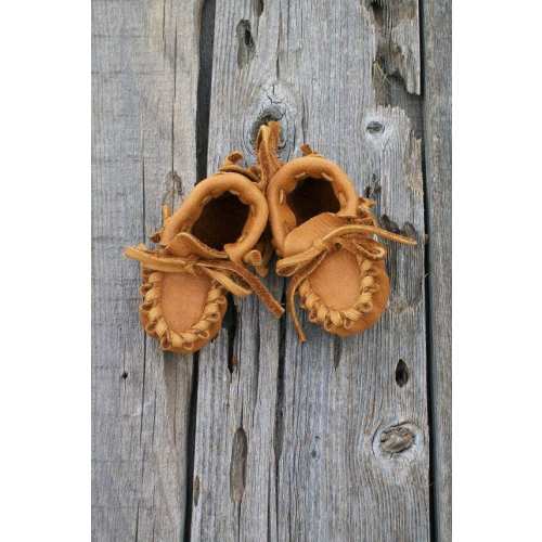 Handmade Saddle Tan Leather Baby Moccasins, Soft Infant Shoes