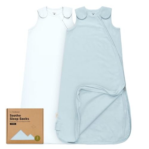 2-Pack Organic Baby Sleep Sacks, 100% Cotton - Soft & Breathable 0.5TOG Baby Wearable Blanket, Toddler Sleeping Sack 0-6 months, Easy to Wear Transitional Swaddles for Newborns, Infants (Glacier, S)