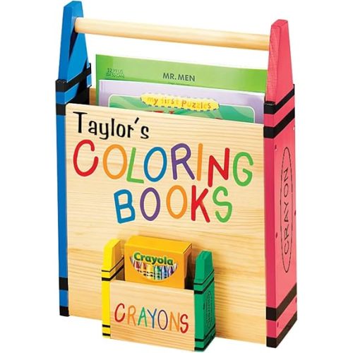 Miles Kimball Custom Coloring Book Caddy -Coloring Book Organizer with Crayon Storage Customized with Child Name – Book Carrier - Tote