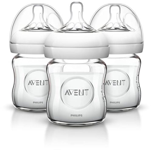 Philips Avent Natural Glass Baby Bottles, 4 Ounce (3 Pack) - 3 Count (Pack of 1)