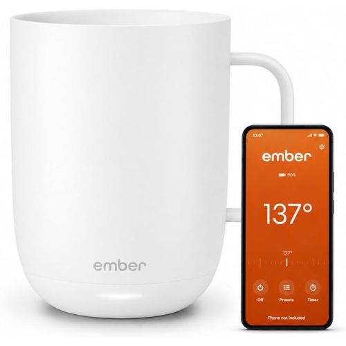 Ember Temperature Control Smart Mug 2, 14 Oz, App-Controlled Heated Coffee Mug with 80 Min Battery Life and Improved Design, White
