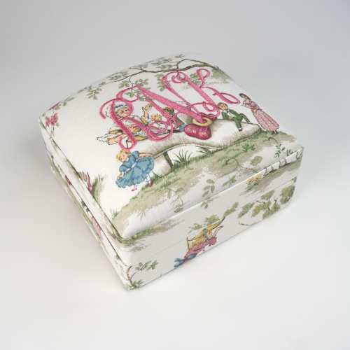 Personalized Baby Jewelry Box: Over the Moon Toile Fabric, Nursery Rhyme Decor