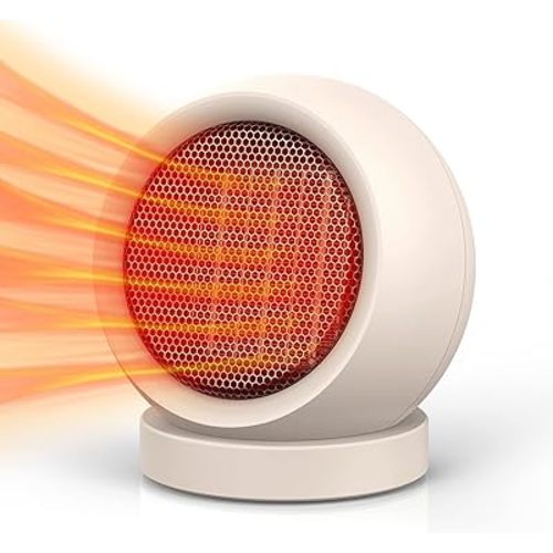 Space Heater,PTC Ceramic/Portable Electric Desktop Heater High Output Desktop Heater for Home Bedroom Office Desk Indoor Use(Light Brown)